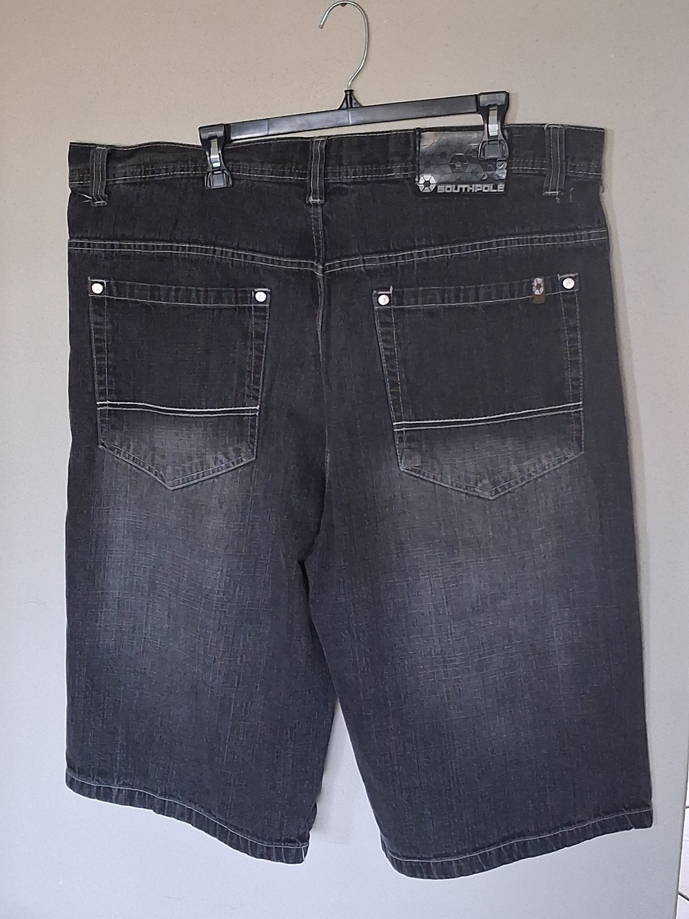 Vintage Southpole Black Super Baggy Jean Shorts Black size 42 ,13" Opening